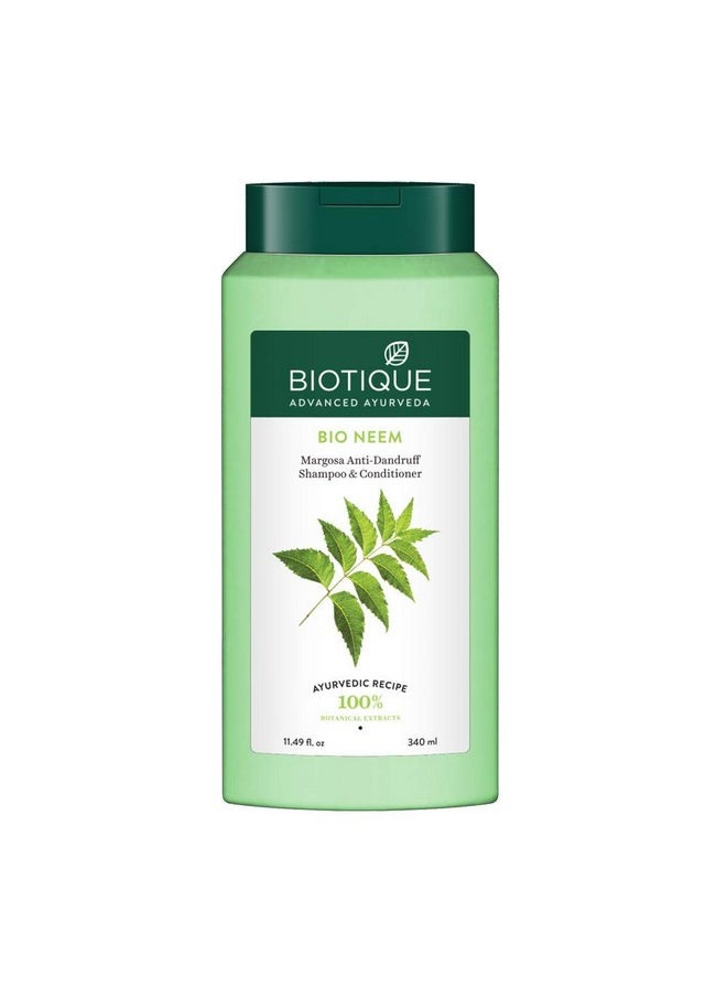 Biotique Fresh Neem Anti Dandruff Shampoo and Conditioner | Controls Dandruff | Eliminates Dryness, Flaking, and Itching | Hair Looks Fresh and Lustrous |Suitable for All Skin Types | 340ml