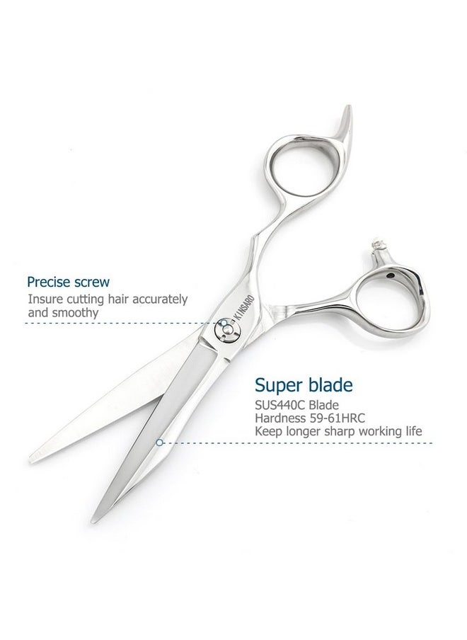Barber Scissors Hair Scissors Hair Shears Professional Haircut Scissors 6 Inch 440c Barber Shears Sharp Hair Cutting Scissors KINSARO