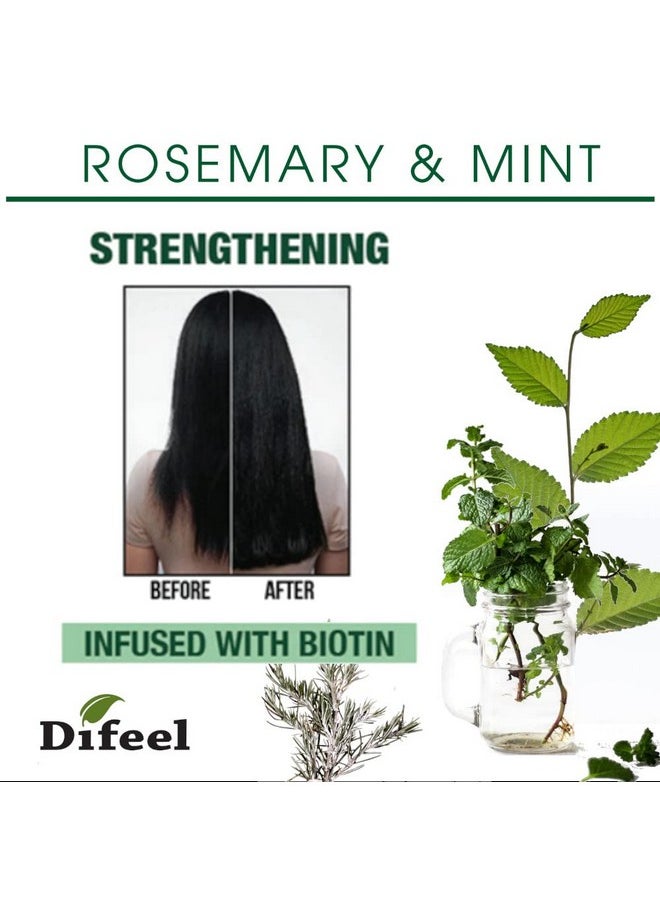 Difeel Rosemary Mint Strengthening Shampoo with Biotin 12 oz. - Made with Natural Rosemary Oil for Hair Growth