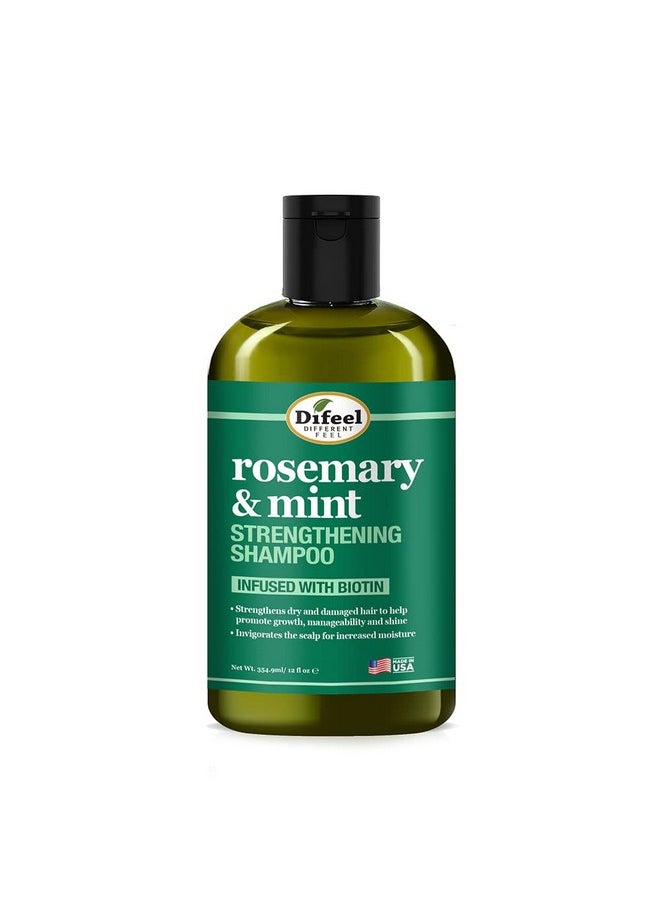 Difeel Rosemary Mint Strengthening Shampoo with Biotin 12 oz. - Made with Natural Rosemary Oil for Hair Growth