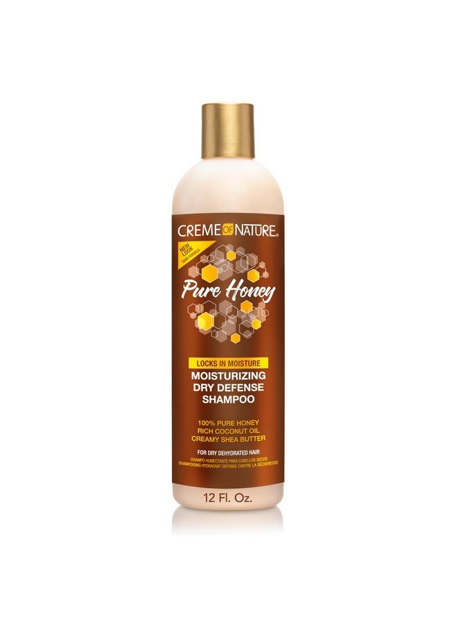 Coconut Oil & Shea Butter Shampoo by Creme of Nature,Dry Defense for Damaged Hair, Formula with Pure Honey, 12.07 Fl Oz