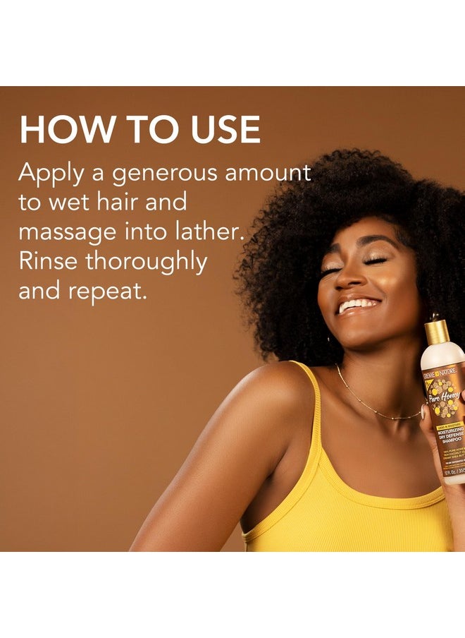 Coconut Oil & Shea Butter Shampoo by Creme of Nature,Dry Defense for Damaged Hair, Formula with Pure Honey, 12.07 Fl Oz
