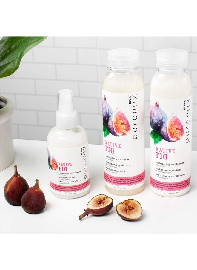 RUSK PUREMIX Native Fig Replenishing Conditioner for Normal Hair, 12 Oz, Detangles and Restores Hair's Moisture Levels While Eliminating Frizz Without Weighing Hair Down