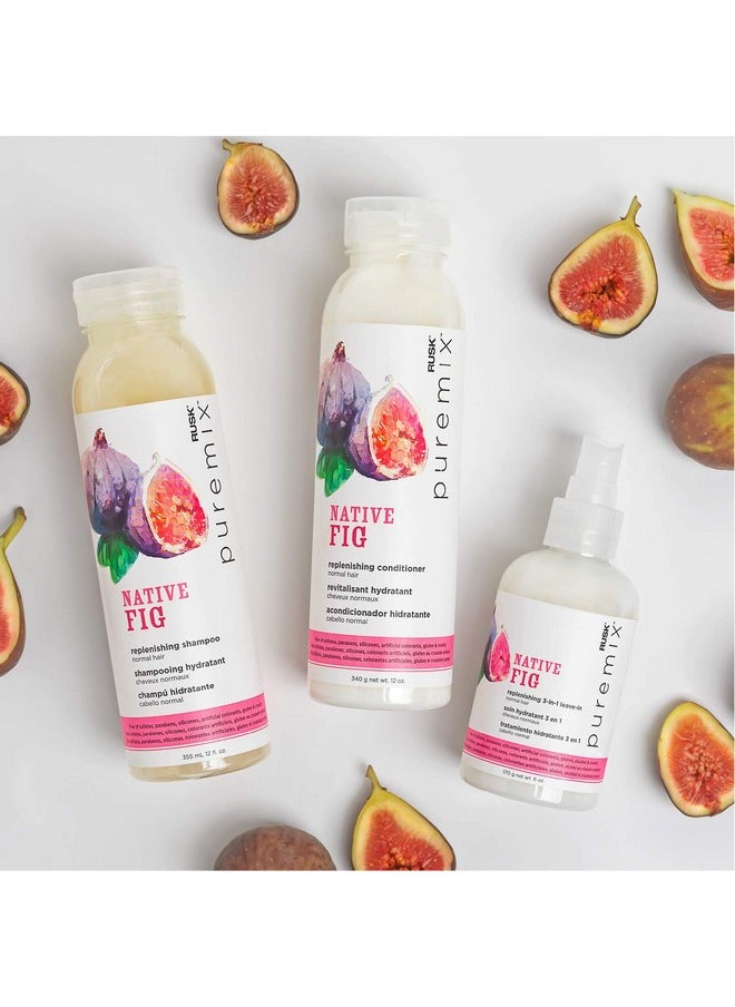 RUSK PUREMIX Native Fig Replenishing Conditioner for Normal Hair, 12 Oz, Detangles and Restores Hair's Moisture Levels While Eliminating Frizz Without Weighing Hair Down