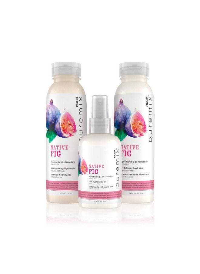 RUSK PUREMIX Native Fig Replenishing Conditioner for Normal Hair, 12 Oz, Detangles and Restores Hair's Moisture Levels While Eliminating Frizz Without Weighing Hair Down