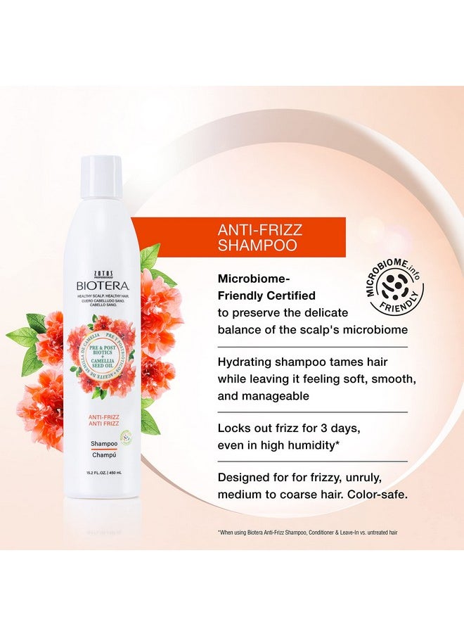 Biotera Anti-Frizz Smoothing Shampoo | Smooths & Controls Frizzy, Unruly Hair | Microbiome Friendly | Vegan & Cruelty Free | Paraben Free | Color-Safe | 32 Fl Oz