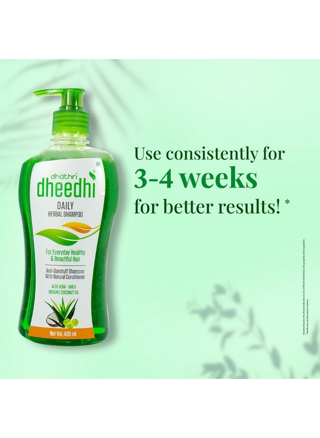 Dhathri Dheedhi Daily Herbal Shampoo to Reduce Dandruff & Promote Hair Growth, Ayurvedic Shampoo to Restore Hair Shine & Strength (400ml)