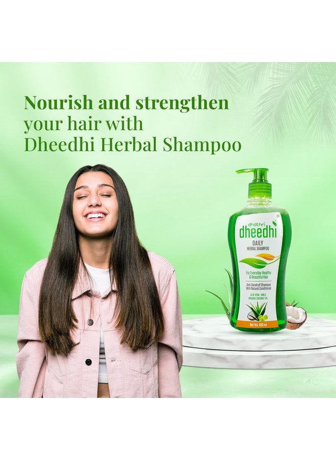 Dhathri Dheedhi Daily Herbal Shampoo to Reduce Dandruff & Promote Hair Growth, Ayurvedic Shampoo to Restore Hair Shine & Strength (400ml)