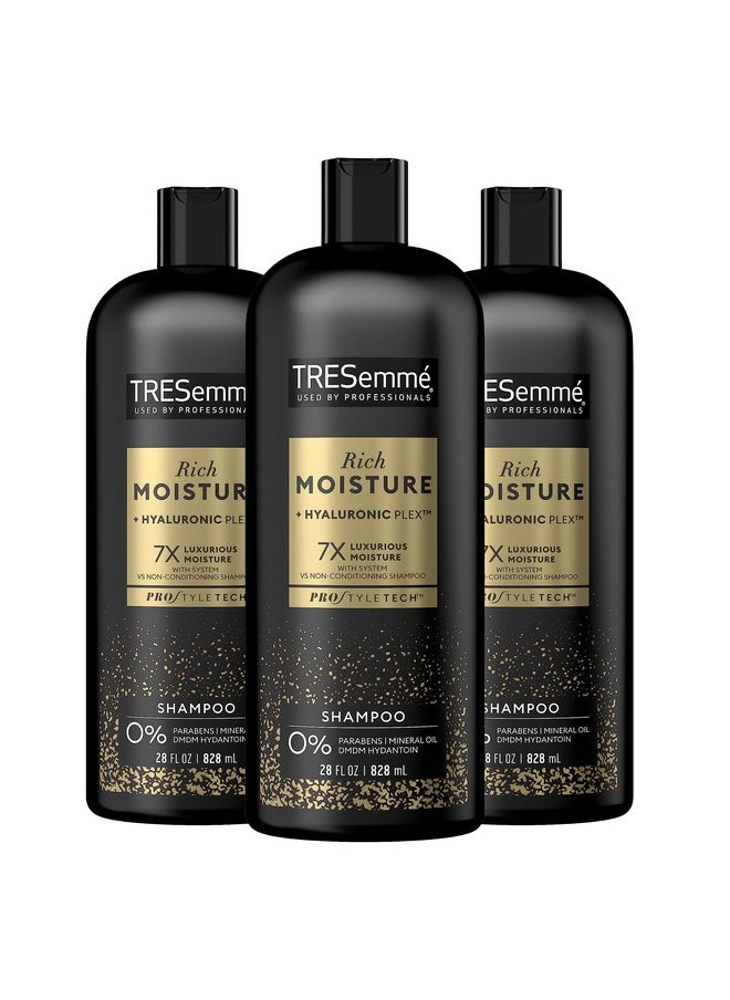 TRESemmé Rich Moisture Hydrating Shampoo 3 Count for Dry Hair Formulated With Pro Style Technology 28 Fl Oz
