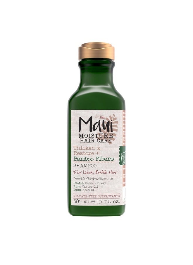 Maui Moisture Thicken & Restore + Bamboo Fibers Strengthening Shampoo to Soften Transitioning or Natural Hair & Renew Brittle Hair, Vegan, Silicone & Paraben-Free, 13 fl oz