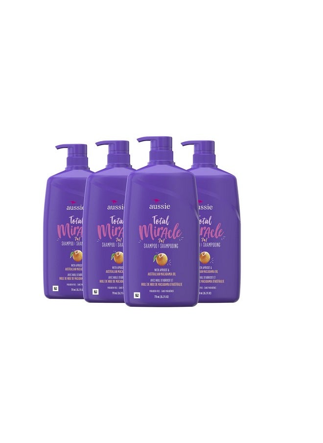 Aussie Total Miracle with Apricot & Macadamia Oil, Paraben Free Shampoo, 26.2 fl oz Pack of 4
