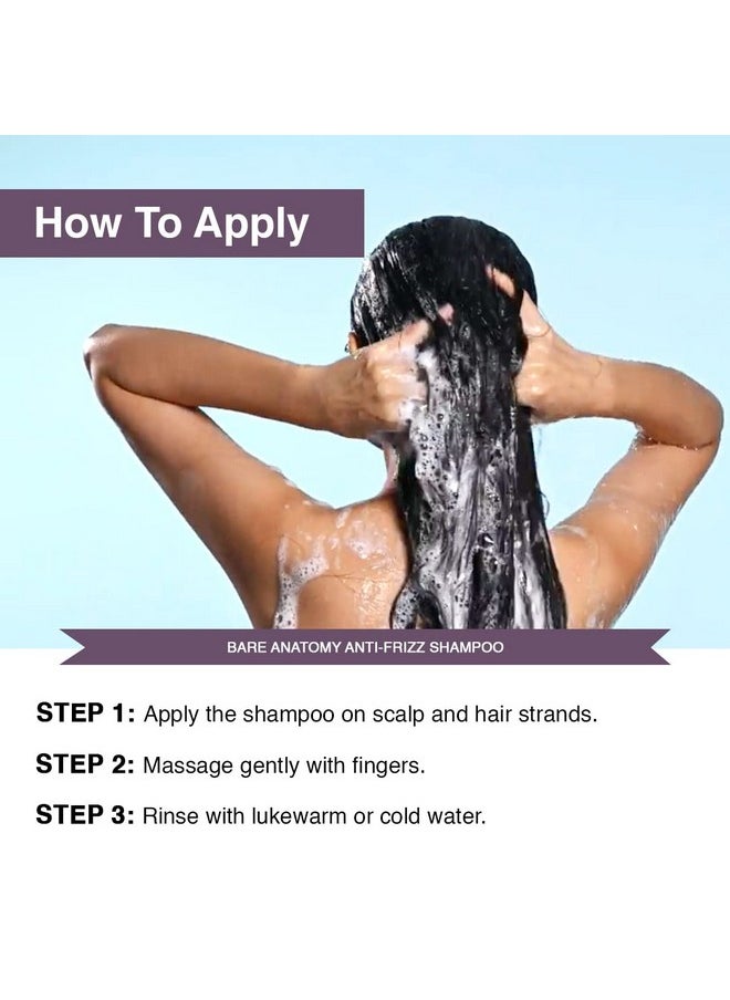 Bare Anatomy Anti Frizz Shampoo, Frizz Control Upto 24 Hours, Powered By Hyaluronic Acid & Fatty Acids, Dry & Frizzy Hair, Smooth, Shiny & Frizz Free Hair For Unisex, 250ml