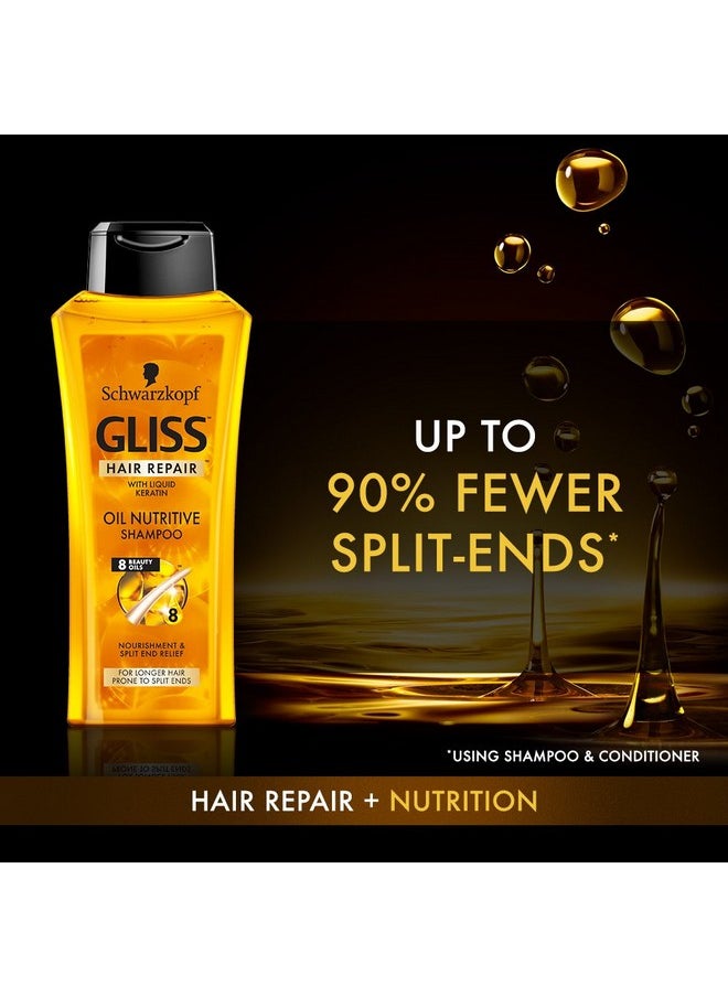 GLISS Hair Repair Shampoo, Oil Nutritive for Longer Hair Prone to Split Ends, 13.6 Ounces (Pack of 3)