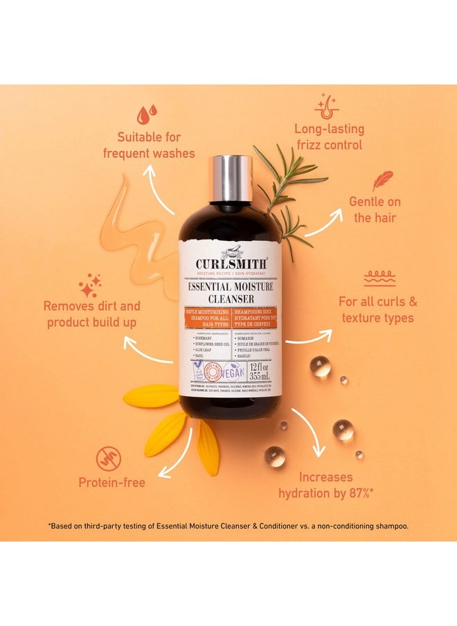 CURLSMITH - Essential Moisture Cleanser, Gentle Nourishing Shampoo for Wavy, Curly and Coily Hair, Vegan (12fl oz)