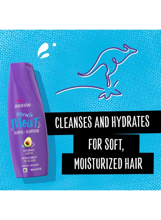 Aussie For Dry Hair Paraben Free Miracle Moist Shampoo W/Avocado & Jojoba, 12.1 Fluid Ounce