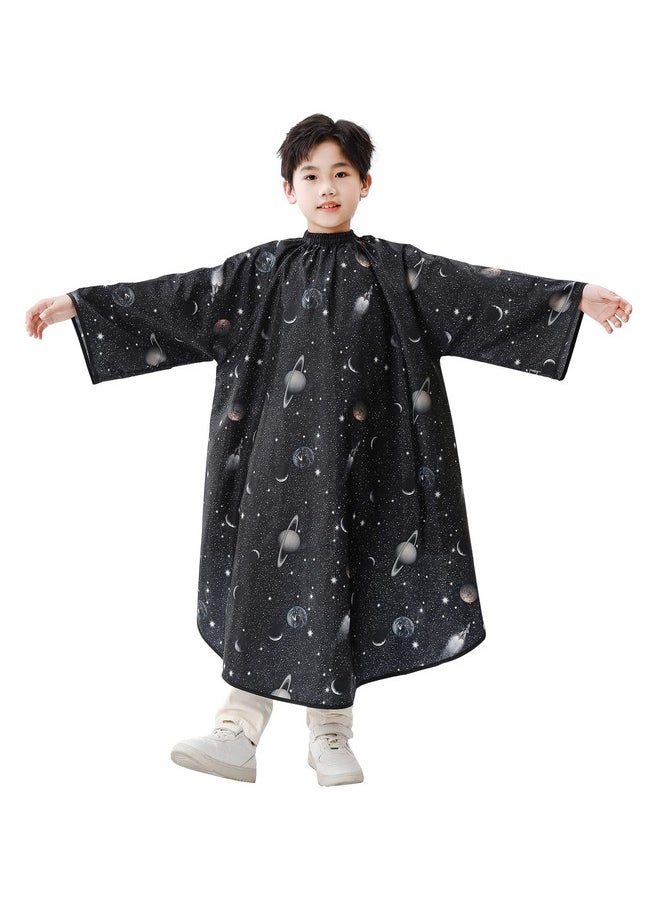 PERFEHAIR Kids Hair Cutting Cape with Sleeves, Kids Barber Cape Haircut Cape for Boy & Girls, Professional Salon or Home Hair Cut Cape-Black Space Printing