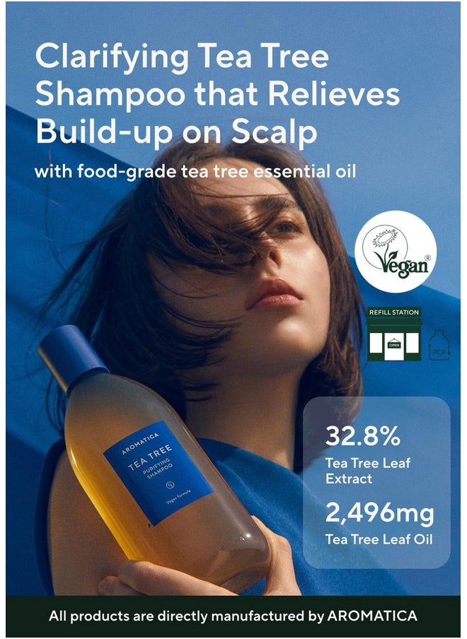 AROMATICA Tea Tree Purifying Shampoo 13.53fl.oz./400ml, Tea Tree Shampoo for Oily Hair and Scalp, Sulfate Free, Vegan