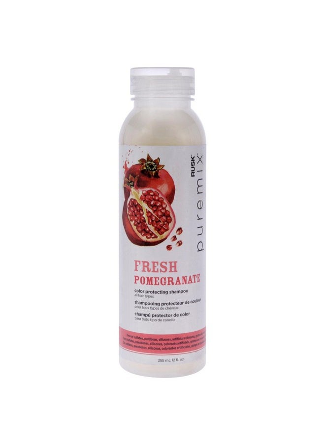 Rusk Puremix Fresh Pomegranate Color Protecting Shampoo for All Hair Types, 12 oz., Prolong Color Radiancy and Shine, Reduces Dryness and Breakage, Cruelty-Free