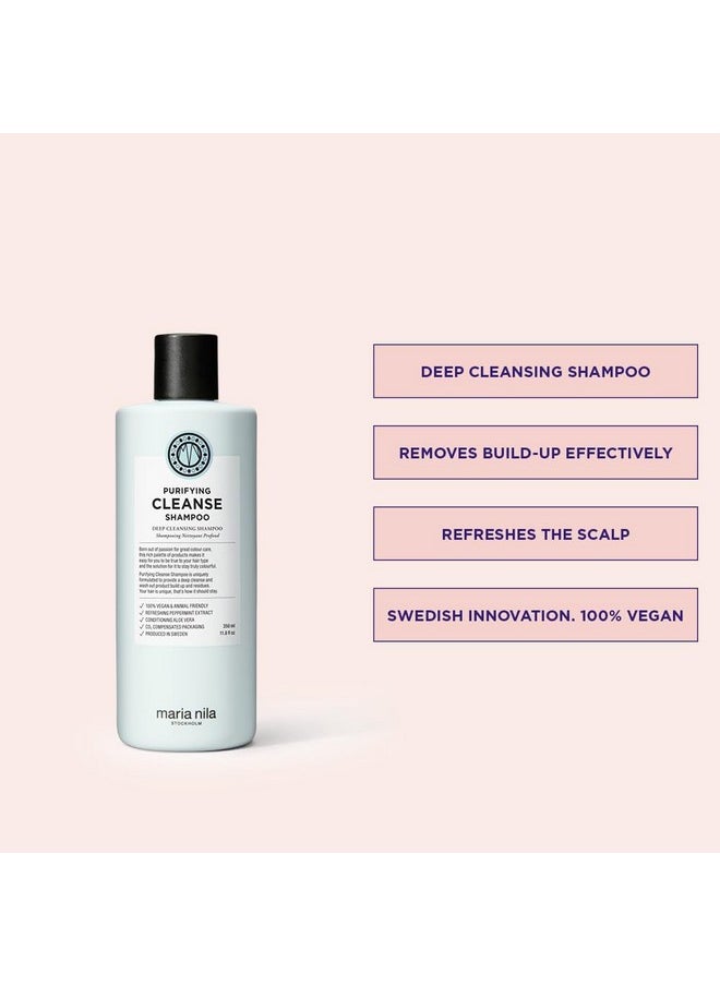 Maria Nila Purifying Cleanse, Shampoo 11.8 Fl Oz, Deep Cleansing, Removes Build-up & Residue, Peppermint & Aloe Vera Refresh and Condition Hair & Scalp
