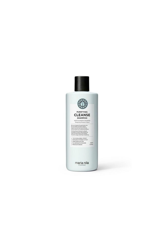Maria Nila Purifying Cleanse, Shampoo 11.8 Fl Oz, Deep Cleansing, Removes Build-up & Residue, Peppermint & Aloe Vera Refresh and Condition Hair & Scalp