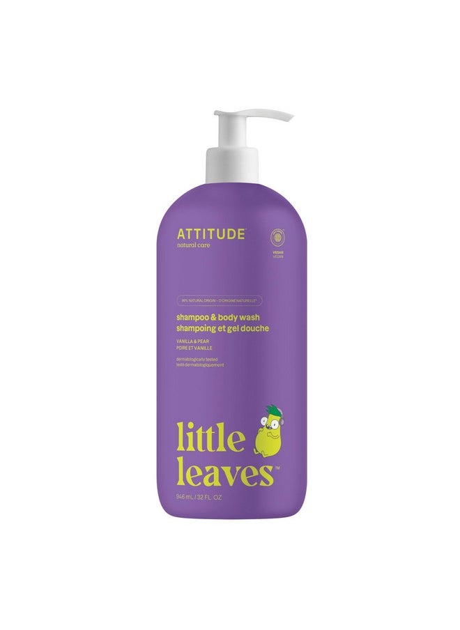ATTITUDE Shampoo and Body Wash for Kids, EWG Verified Hair and Body Cleanser, Dermatologically Tested Soap, Plant and Mineral Based Bath Products, Vegan, Vanilla and Pear, 32 Fl Oz