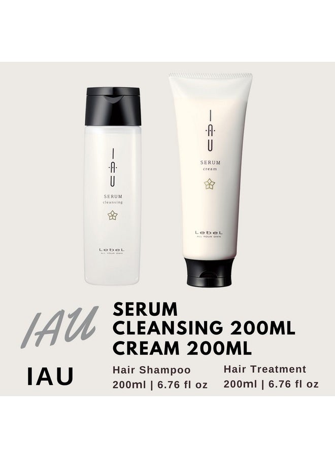Lebel IAU Serum Cleansing Hair Shampoo 200ml & Lebel IAU Serum Cream 200ml Set (Green Tea Set)