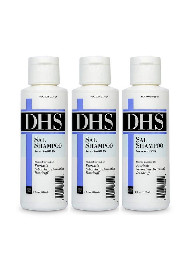 DHS SAL Shampoo - Maximum Strength Shampoo for Psoriasis, Eczema, and Dandruff/Medicated Anti-Dandruff Shampoo Reduces Oil, Treats Itchy Scalp with Salicylic Acid/PBA-free, Fragrance-free / 4oz