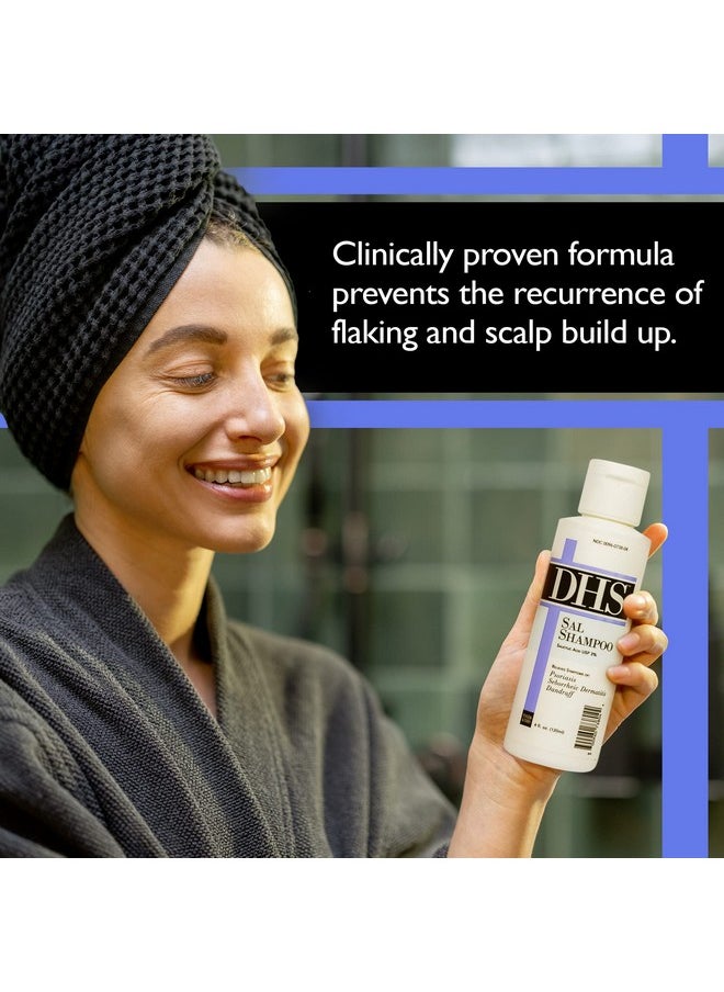 DHS SAL Shampoo - Maximum Strength Shampoo for Psoriasis, Eczema, and Dandruff/Medicated Anti-Dandruff Shampoo Reduces Oil, Treats Itchy Scalp with Salicylic Acid/PBA-free, Fragrance-free / 4oz