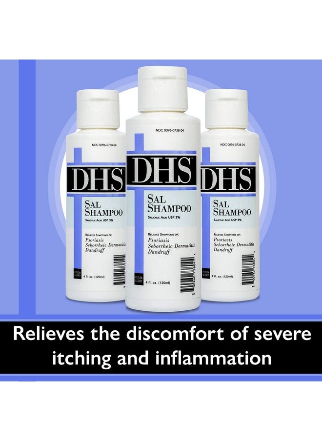 DHS SAL Shampoo - Maximum Strength Shampoo for Psoriasis, Eczema, and Dandruff/Medicated Anti-Dandruff Shampoo Reduces Oil, Treats Itchy Scalp with Salicylic Acid/PBA-free, Fragrance-free / 4oz