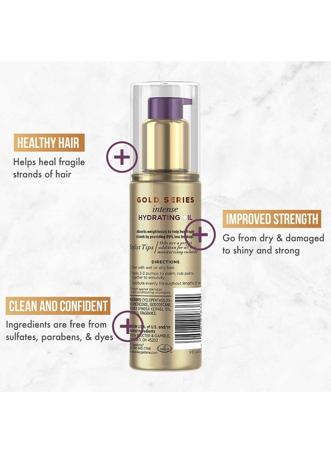 Pantene Gold Series Intense Hydrating Oil Treatment, 3.2 Fl Oz - Hair Oil Infused with Rich Argan Oil for Beautiful, Shiny Hair - Dye, Paraben and Sulfate Free Formula