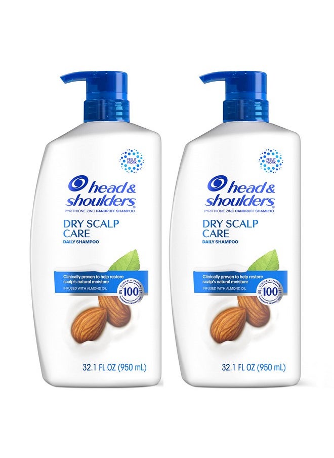Head & Shoulders Shampoo, Daily-Use Anti-Dandruff Paraben Free Treatment, Dry Scalp Care with Almond Oil, 32.1 fl oz, Twin Pack
