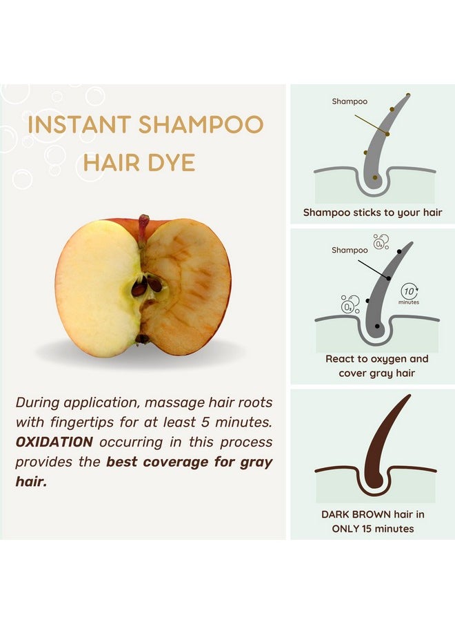 KILOMETS Dark Brown Hair Color Dye Shampoo, 400ml - 100% Grey Coverage in Minutes, Ammonia Free - Gray Silver Hair Dye Shampoo