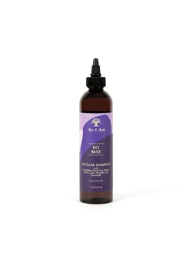 As I Am Rice Water Shampoo 8 oz - with Forbidden Black Rice, Saw Palmetto, Biotin - Gentle Cleanser - Moisturizing - Vegan & Cruelty Free - Sulfate Free - Paraben Free - For All Hair Types