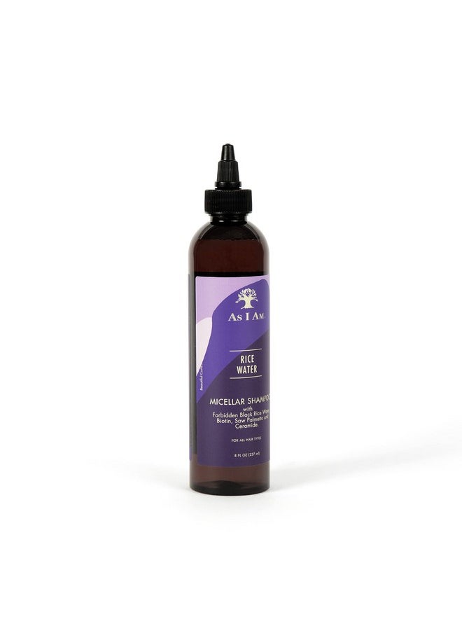 As I Am Rice Water Shampoo 8 oz - with Forbidden Black Rice, Saw Palmetto, Biotin - Gentle Cleanser - Moisturizing - Vegan & Cruelty Free - Sulfate Free - Paraben Free - For All Hair Types