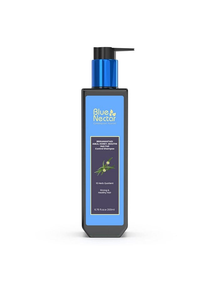 Blue Nectar Anti Hair Fall Shampoo with Amla, Honey and Mulethi, Paraben and Sulfate Free Shampoo for Women and Men | Plant Based Hair Shampoo for Thick Hair (10 Herbs, 200 ml)