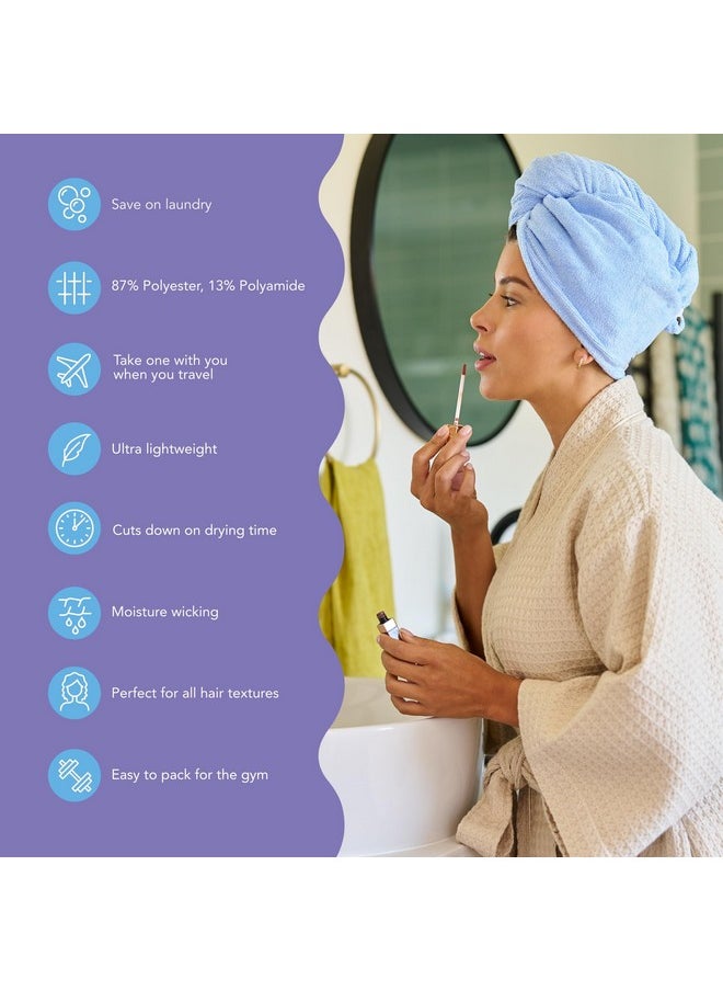 Turbie Twist 2-Pack Microfiber Hair Towel for Beauty, Travel, Gifting - Hair Wrap Turban for Straight, Wavy & Curly Hair - Premium Hair Care - Grey & Blue