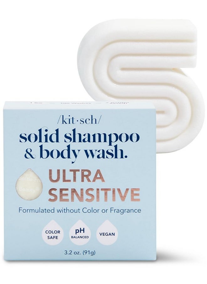 Kitsch 2-in-1 Shampoo Bar & Body Wash Bar for Sensitive Scalp & Skin, Made in US, Ultra Sensitive Shampoo Bars for Hair & Body, Vegan Soap Bar, 5 Ingredients Only, Scent Free, Paraben Free, 3.2oz