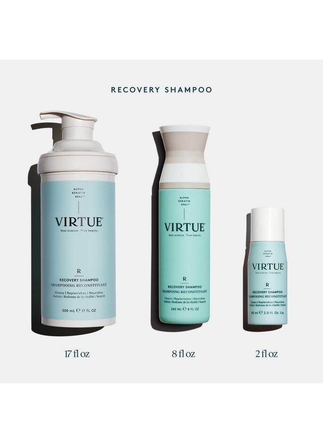 VIRTUE Recovery Sulfate Free Shampoo with Keratin and Baobab Seed Oil for Damaged Hair, Color Safe
