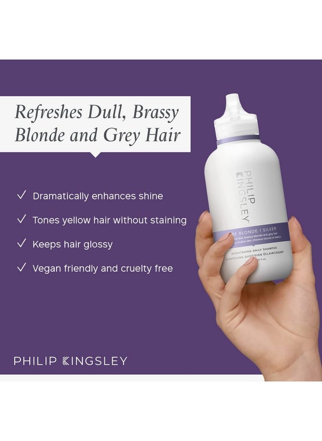 PHILIP KINGSLEY Pure Blonde/Silver Brightening Daily Purple Shampoo for Blonde Gray Silver Brassy Colored Highlighted Bleached Hair Toner for Orange Brassiness and Yellow Tones, 8.45 oz