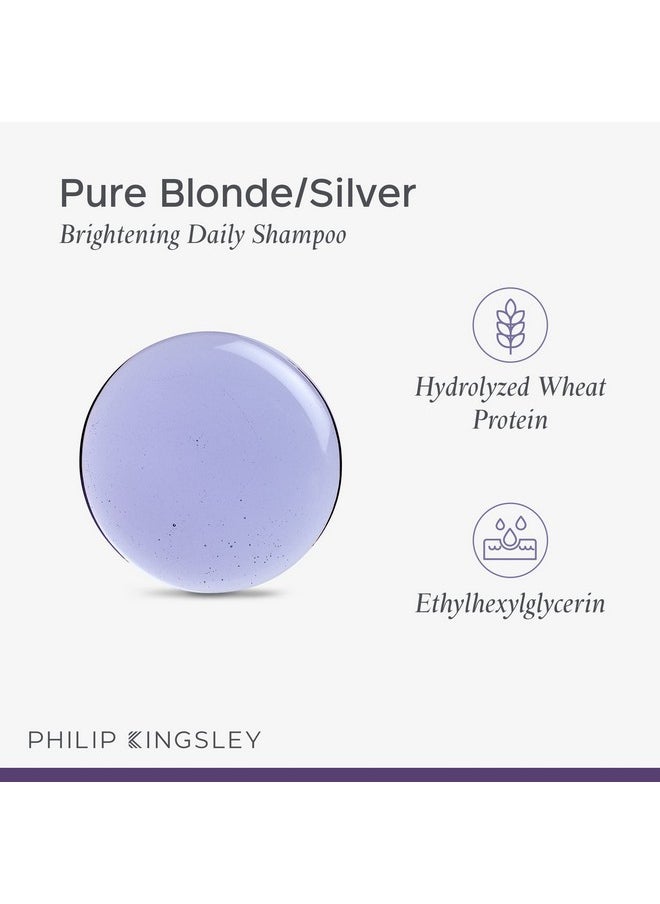 PHILIP KINGSLEY Pure Blonde/Silver Brightening Daily Purple Shampoo for Blonde Gray Silver Brassy Colored Highlighted Bleached Hair Toner for Orange Brassiness and Yellow Tones, 8.45 oz