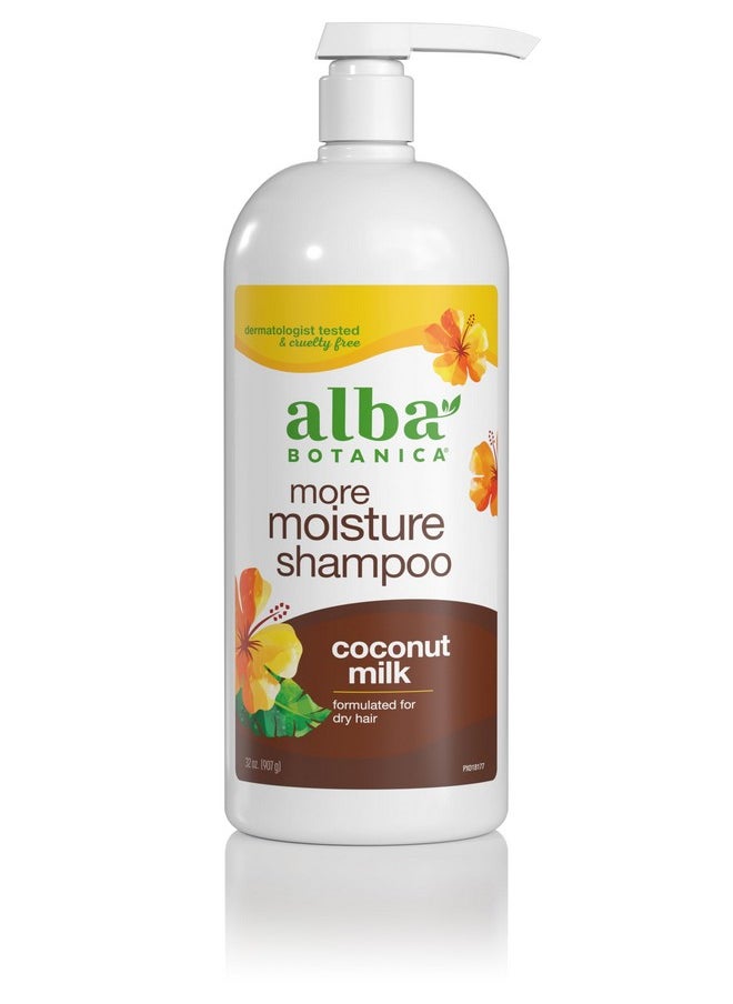 Alba Botanica More Moisture Shampoo, Coconut Milk, 32 Oz (Packaging May Vary)