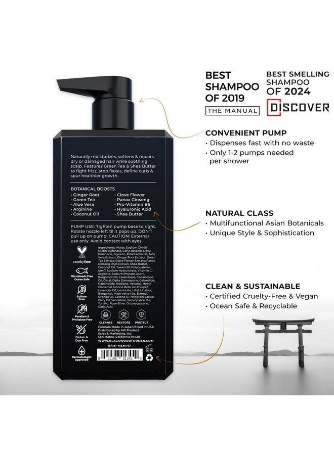 Blackwood For Men Hydroblast Moisturizing Shampoo - Men's Shampoo for Coarse, Dry, & Curly Hair - Infused with Ginseng & Ginger- Natural Vegan Formula -Sulfate Free, Paraben Free & Cruelty Free(17 Oz)