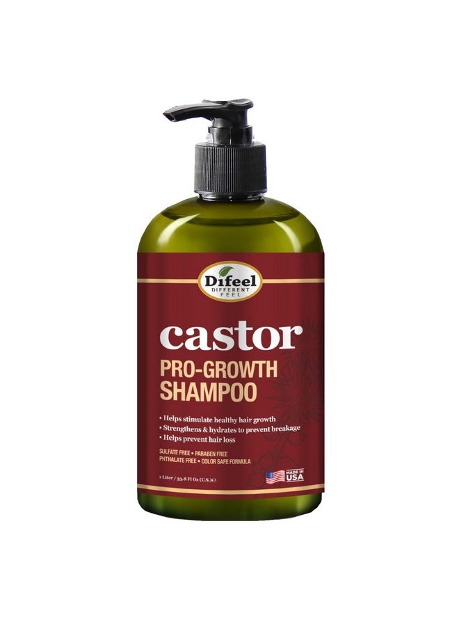 Difeel Castor Pro-Growth Shampoo 12 oz. - Made with Natural Castor Oil for Hair Growth, Sulfate Free Shampoo