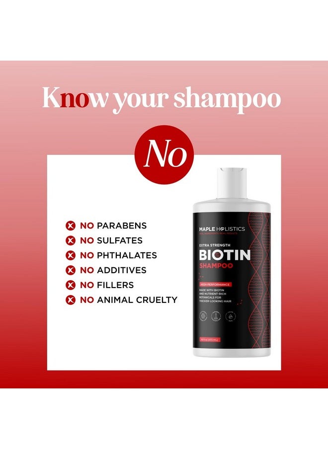 Ultra Biotin Shampoo for Thinning Hair - Extra Strength Volumizing Shampoo for Men and Women with B Vitamins and Rosemary Essential Oil - Sulfate Free Shampoo Biotin Formula for Hair and Scalp Care