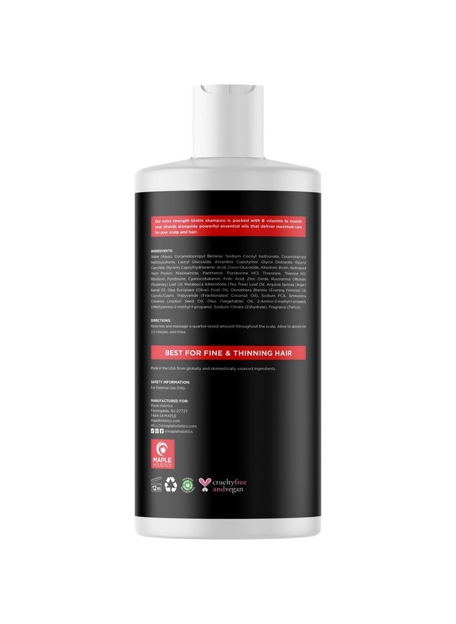 Ultra Biotin Shampoo for Thinning Hair - Extra Strength Volumizing Shampoo for Men and Women with B Vitamins and Rosemary Essential Oil - Sulfate Free Shampoo Biotin Formula for Hair and Scalp Care