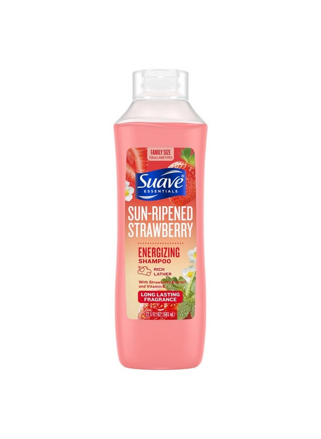 Suave Shampoo, Sun-Ripened Strawberry Family-Size - Energizing Shampoo with Strawberry Extract & Vitamin E, 22.5 Oz