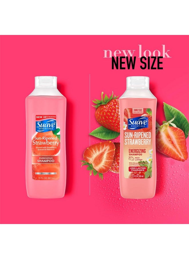 Suave Shampoo, Sun-Ripened Strawberry Family-Size - Energizing Shampoo with Strawberry Extract & Vitamin E, 22.5 Oz