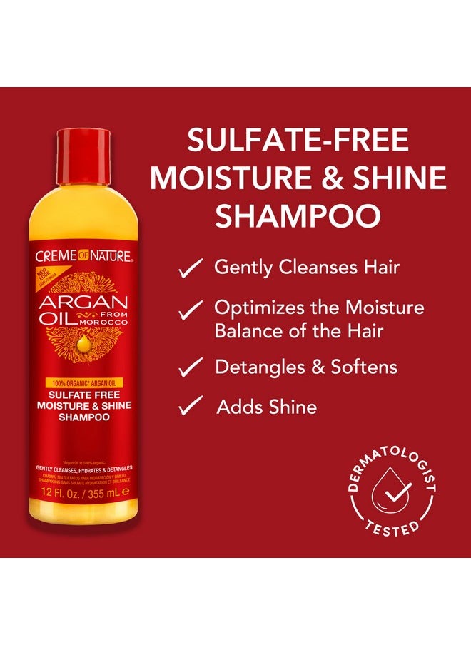 Creme of Nature Argan Oil Shampoo, Moisture & Shine Shampoo, Sulfate Free Hair Care Formula, Nourishes, Hydrates, Detangles, 12 fl. oz.