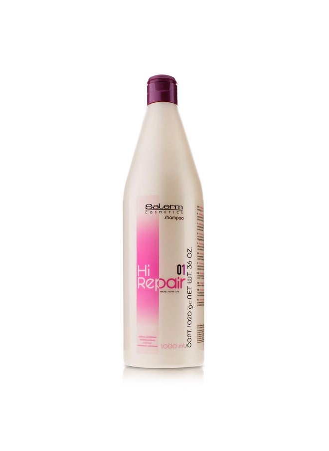 Salerm - Repairing Shampoo - Hi Repair Shampoo - 1000 ml - Deep Hydration for Damaged Hair - Repairs and Rejuvenates - Shinier and Softer Hair - Immediate Effect