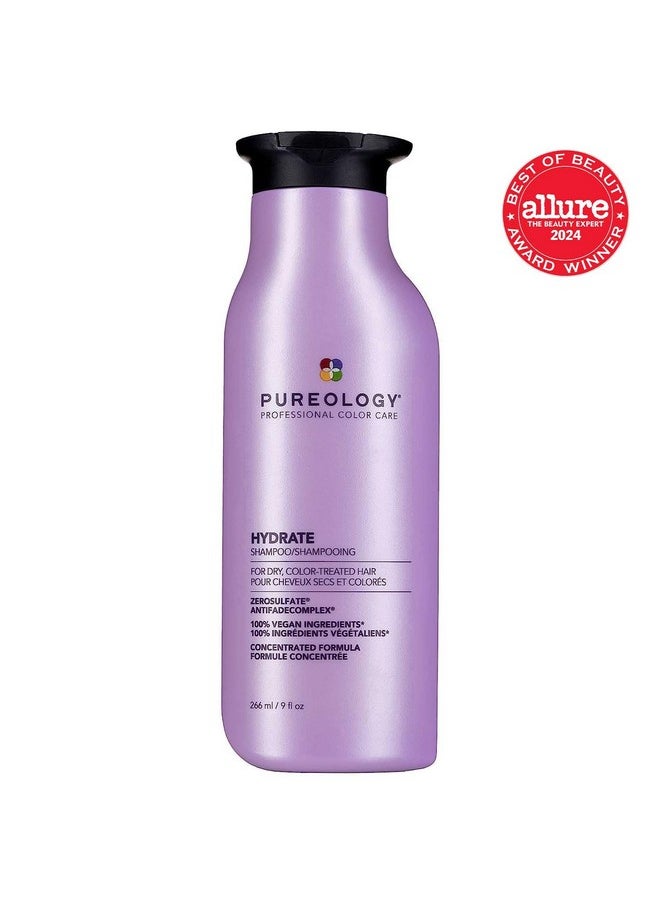 Pureology Hydrate Moisturizing Shampoo | Softens and Deeply Hydrates Dry Hair | For Medium to Thick Color Treated or Natural Hair | Sulfate Free Shampoo | Vegan
